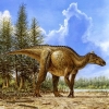 Динозавр Игунодон на берегу реки 
