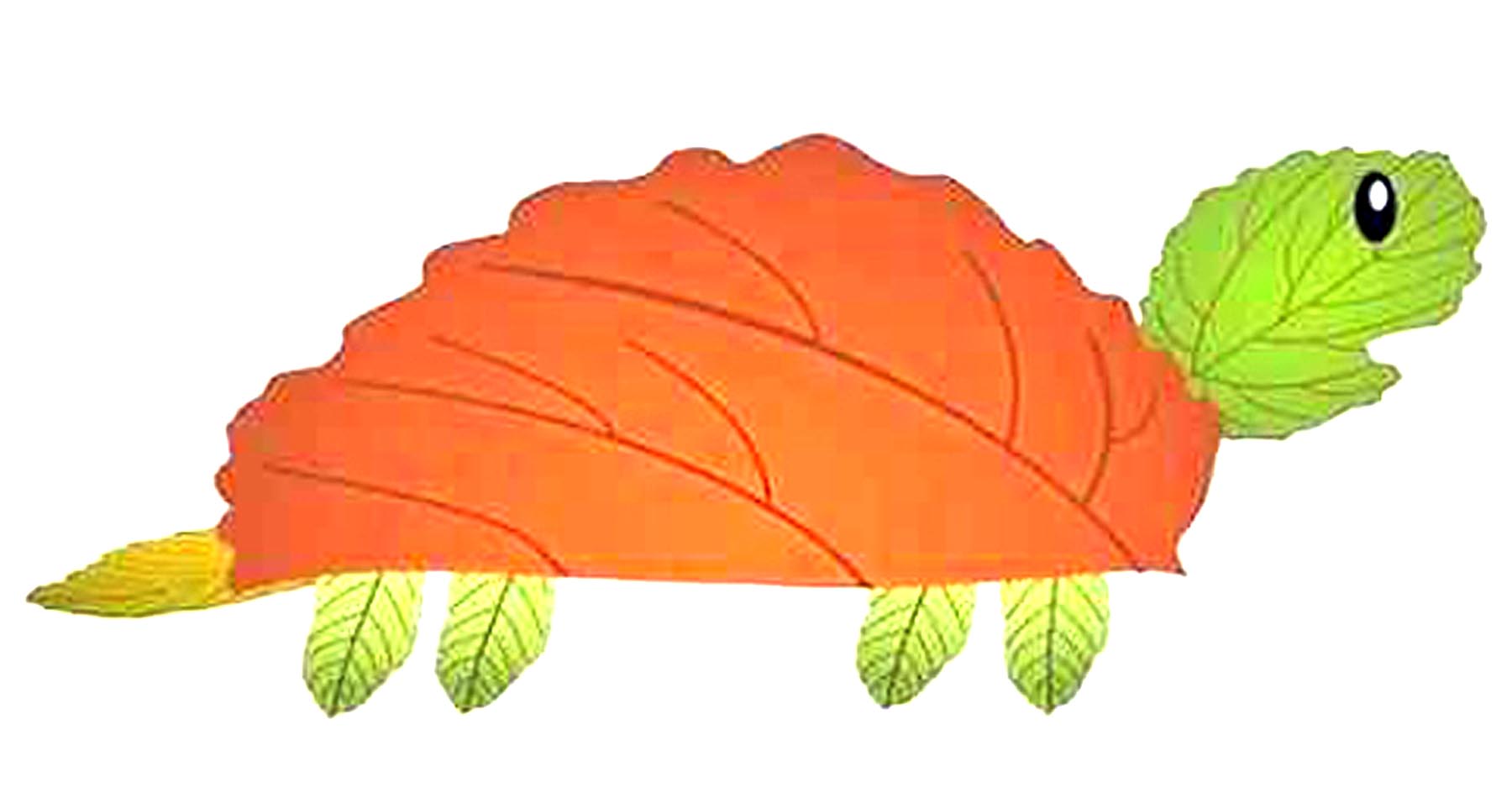 Поделка из листьев черепашка