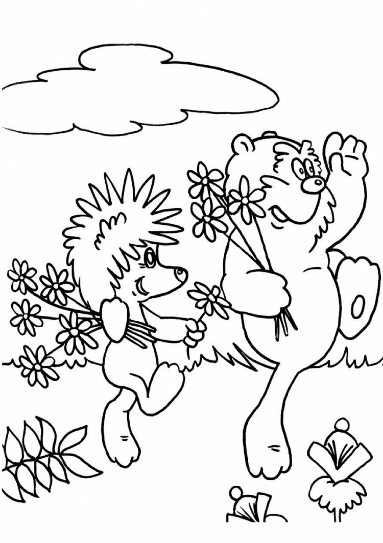Ёжик Трям Здравствуйте раскраска. Трям Здравствуйте раскраска для детей. Раскраски из советских мультфильмов. Ежик и Медвежонок раскраска.