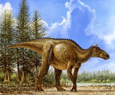 Динозавр Игунодон на берегу реки 